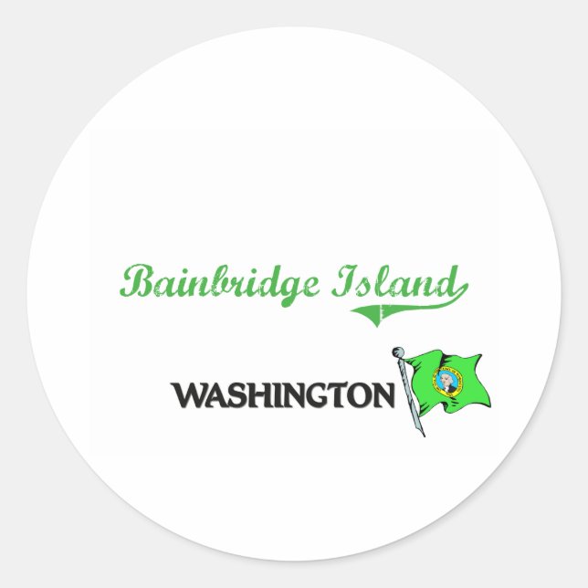 Sticker Rond Bainbridge Island Washington City Classic (Devant)