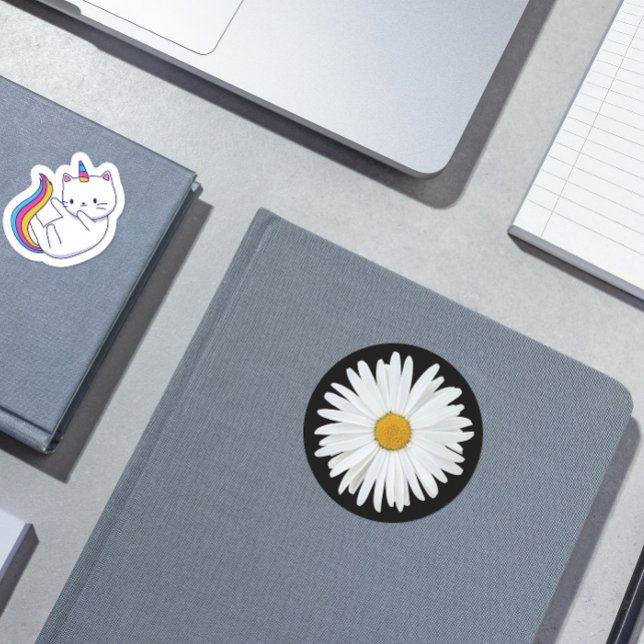 Sticker Rond Baise blanche sur Floral noir (In Situ Book)