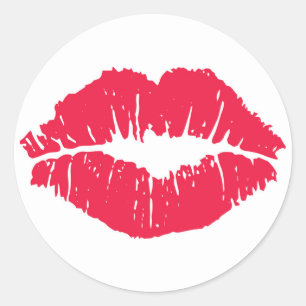 Sticker Rond Baiser de rouge à lèvres