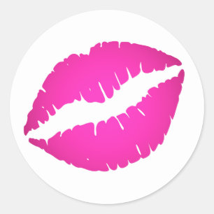 Sticker Rond Baiser en bâton de lèvre rose chaud