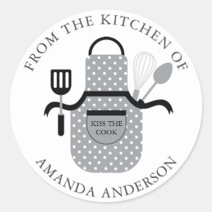 Sticker Rond Baiser gris de tablier le cuisinier de la cuisine