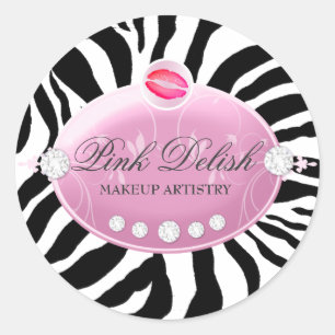 Sticker Rond Baiser rose de 311 de Delish de zèbre de rose