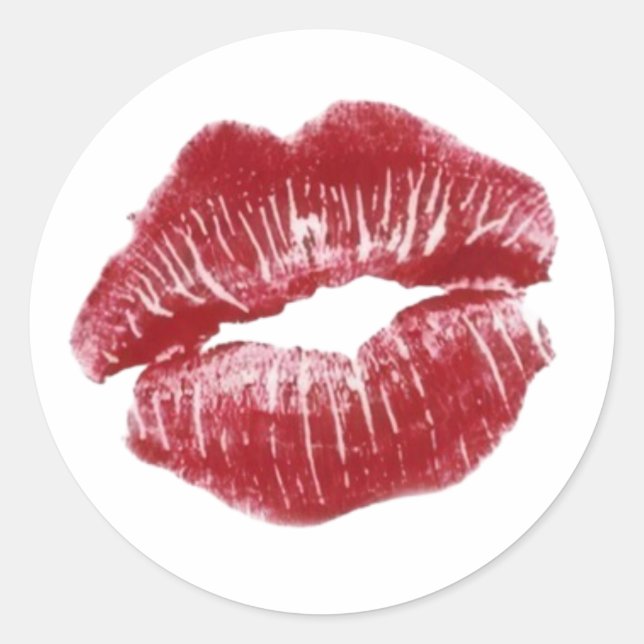 Sticker Rond Baiser Rouge – Une Expression Audacieuse de l'Amou (Devant)