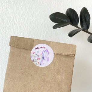 Sticker Rond Baisers à papillon et voeux pour bébé Papillon p
