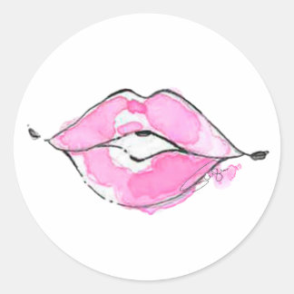 Sticker Rond Baisers de sucrerie de coton d'aquarelle