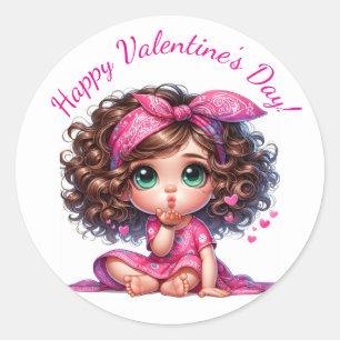 Sticker Rond Baisers et vœux de la Saint-Valentin Cœurs mignons