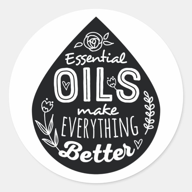 Sticker Rond Baisse essentielle d'huile (Devant)