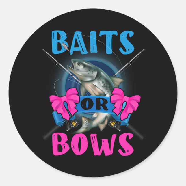 Sticker Rond Baits Ou Vaches Bébé Genre Révéler Citation Pêche  (Devant)