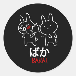 Sticker Rond Baka Anime Ga Otaku Rabbit Slap Japonais