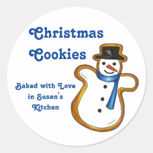 Sticker Rond Baked Bake Love Noël Cookie Snowman Winter
