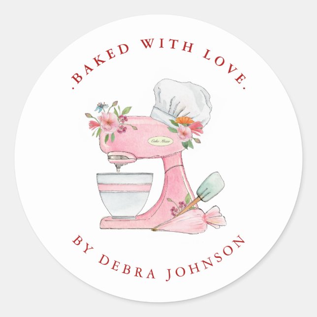 Sticker Rond Baked with Love Cake Mixer Baking  (Devant)