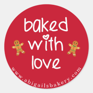 Sticker Rond Baked with Love - Gingerbread Hommes - Noël