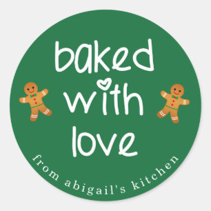 Sticker Rond Baked with Love - Gingerbread Hommes Noël