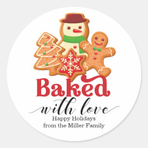 Sticker Rond Baked with Love Holiday Cookie Gift