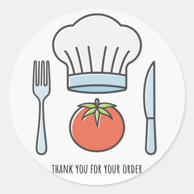 Sticker Rond Baker Casquette et Cutlery Merci (Devant)