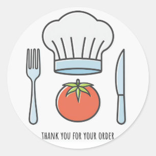 Sticker Rond Baker Casquette et Cutlery Merci