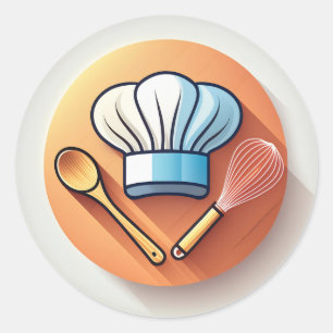Sticker Rond Baker Casquette et Whisk