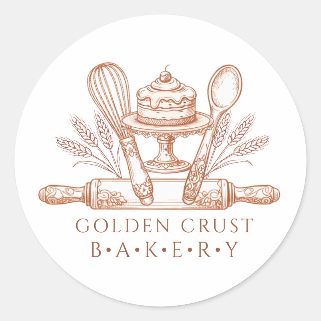 Sticker Rond Baker Pastry Chef Baking Tools Product Labels (Devant)