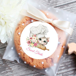 Sticker Rond Bakery Chef's Hat Kitten