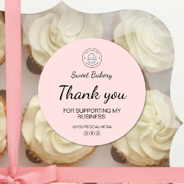 Sticker Rond Bakery Custom Logo Thank You Business 