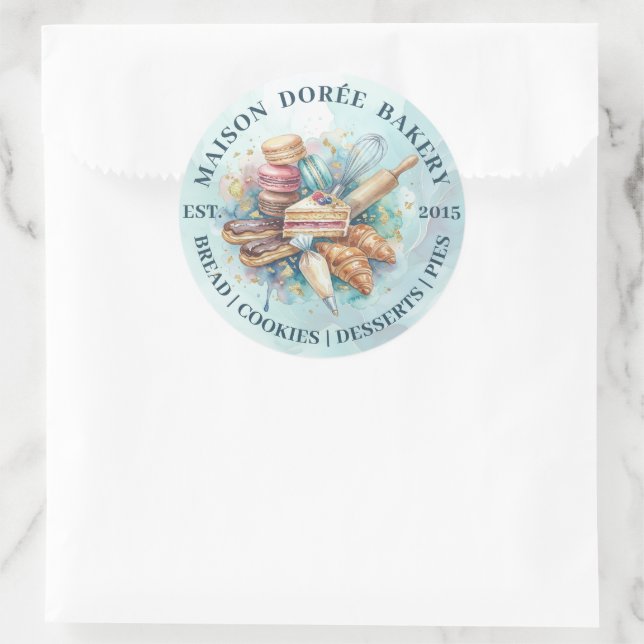 Sticker Rond Bakery Store Pastry Chef Dessert Sweets Cake Baker (Sac)