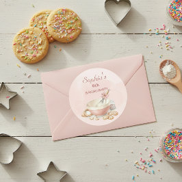 Sticker Rond Baking Party Girls Birthday Elegant Bowl & Whisk 