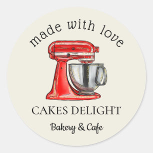 Sticker Rond Baking Red Whisk Caterer Pâtisserie Fabriqué avec 