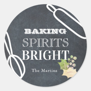 Sticker Rond Baking Springs Bright Holiday Chalkboard