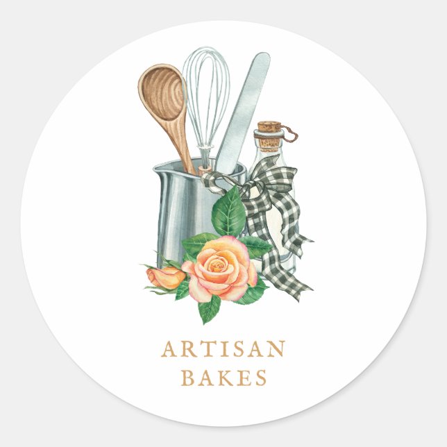 Sticker Rond Baking Utensils Bakery Baker (Devant)