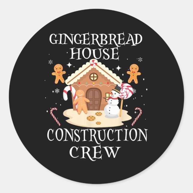 Sticker Rond Baking Xmas Gingpain Maison Construction Crew De (Devant)
