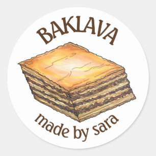 Sticker Rond Baklava Dessert Pâtisserie Grecque Boulangerie Fab
