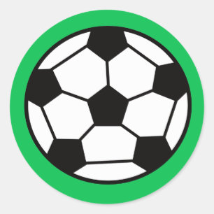 Sticker Rond Bal De Football Drôle Sur Arrière - plan Vert
