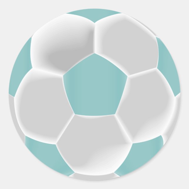 Sticker Rond Bal de football Turquoise et blanc (Devant)