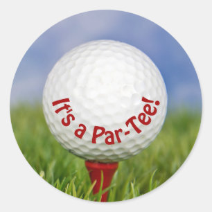Sticker Rond Bal de golf blanc anniversaire sur Red Tee