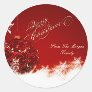 Sticker Rond Bal de Noël élégant, Snowflakes