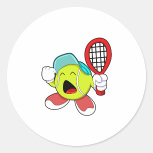 Sticker Rond Bal de tennis avec raquette de tennis