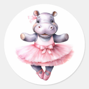 Sticker Rond Bal hippo de danse