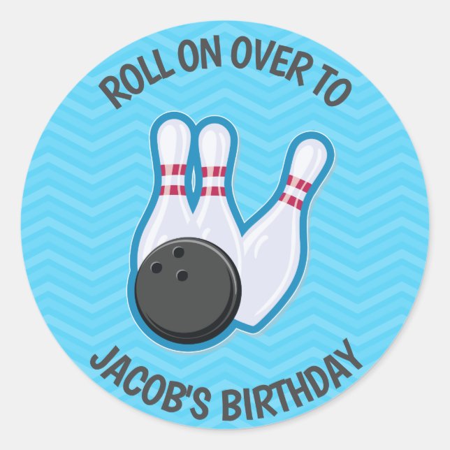 Sticker Rond Balade de la partie de bowling d'anniversaire sur  (Devant)