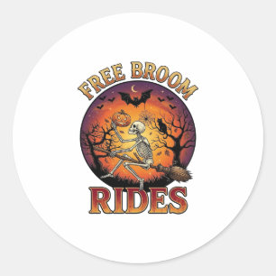 Sticker Rond Balais Gratuits Promenades Halloween Squelette Cit
