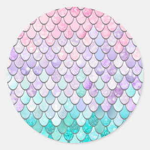 Sticker Rond Balances de sirènes Pastel