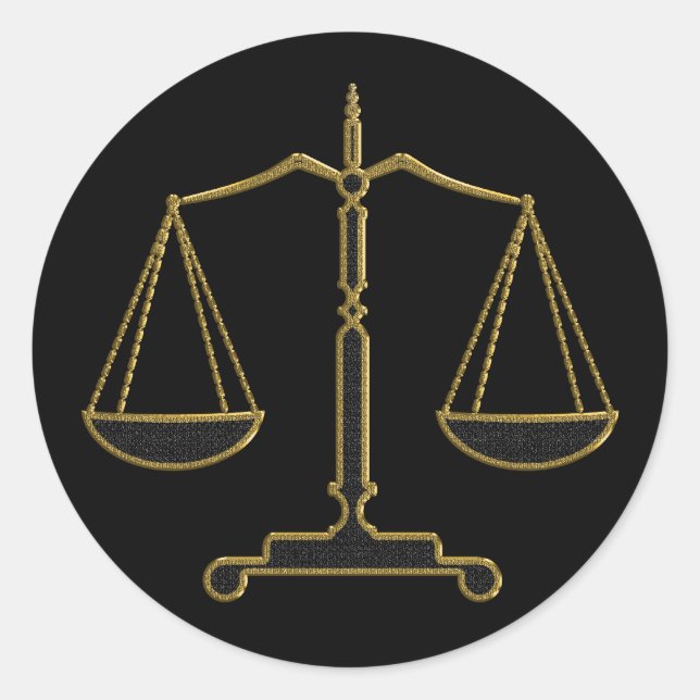 Sticker Rond Balances d'or de la justice - Baguette de loi (Devant)