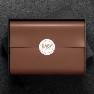 Sticker Rond Balcon bébé   Élégant Baby shower Rose or