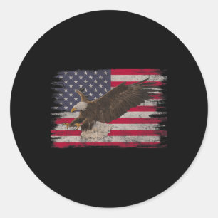 Sticker Rond Bald Eagle 4 juillet Us Drapeau Patriotique Boys H