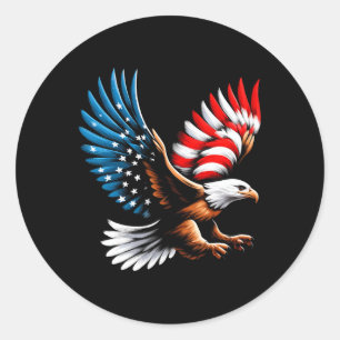 Sticker Rond Bald Eagle Et Patriotique Drapeau Américain 4 juil