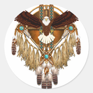 Sticker Rond Bald Eagle Mandala - révisé