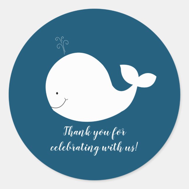 Sticker Rond Baleine blanche et marine (Devant)