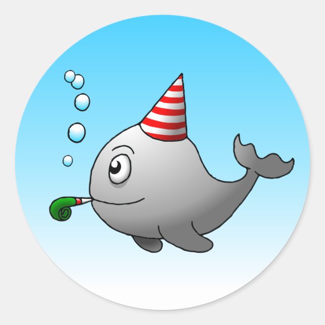 Sticker Rond Baleine de fête (Devant)
