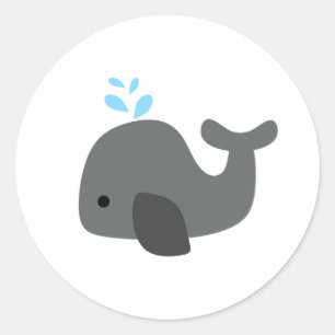 Sticker Rond Baleine grise