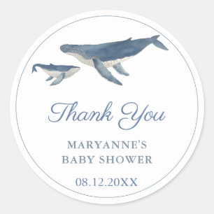 Sticker Rond Baleine Mère Et Bébé Baby shower de veau Favoriser