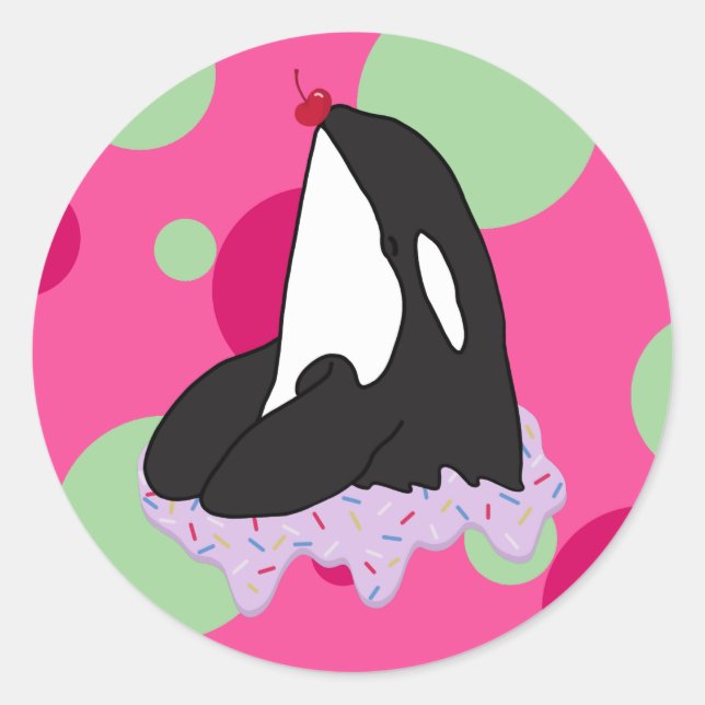 Sticker Rond Baleine tueuse Orca personnalisable (Devant)